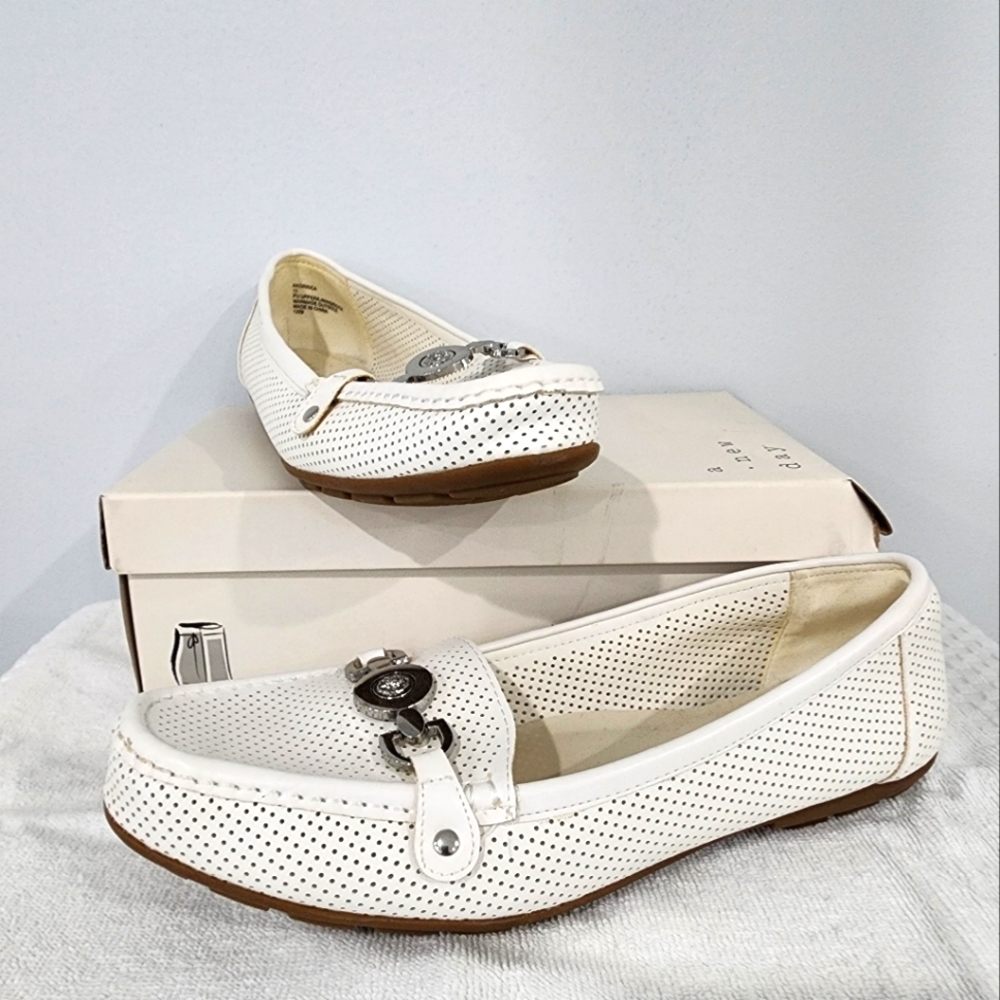 AK Anne Klein White Loafers